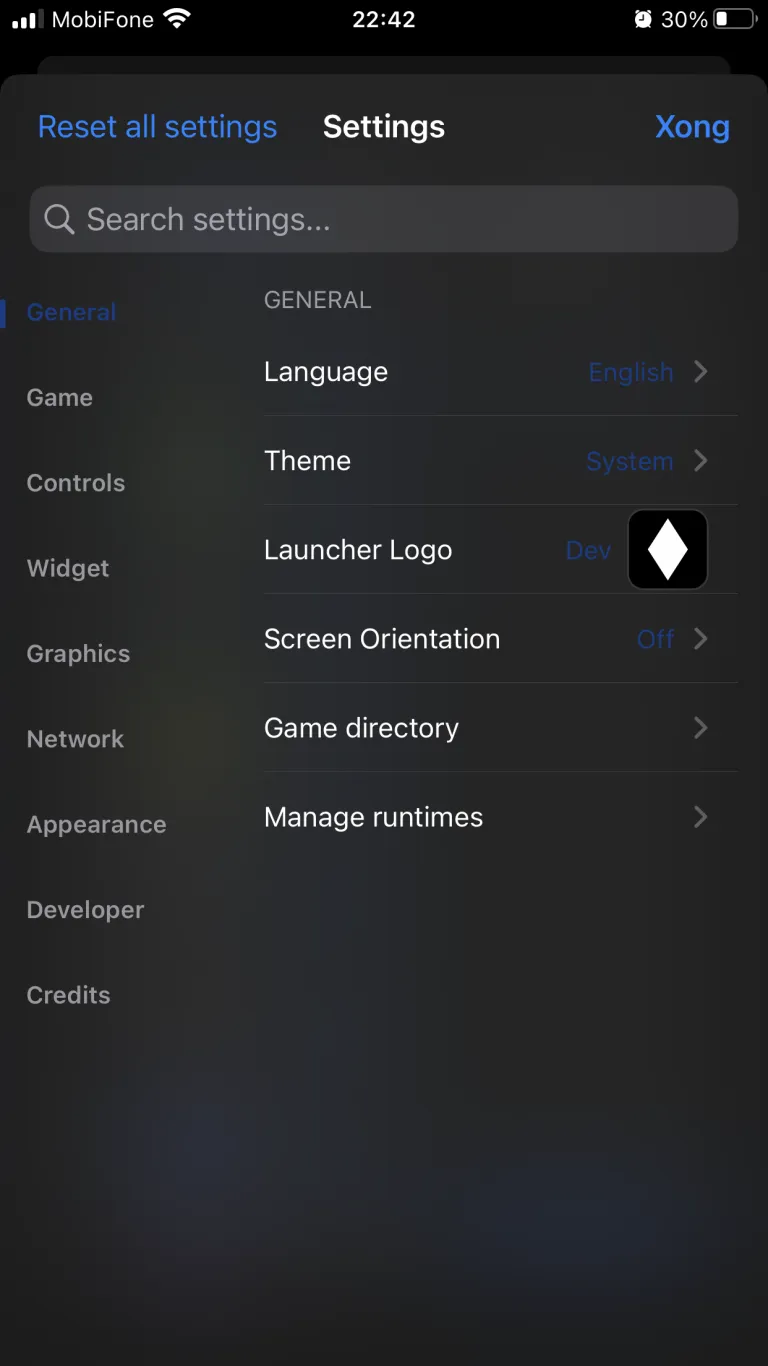 Witch Launcher cài đặt chung